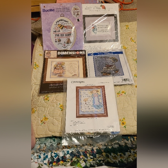 Counted Cross Stitch Office Vintage Rare Bundle Of 5 Counted